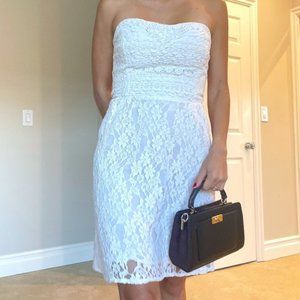 FREE PEOPLE dress lace mini strapless ivory white floral size 8